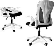 Tervo Model S | Folding Office Chair for Small Spaces | Gaming Chair for Adults &amp; Kids | Ergonomic Mesh Computer Chair for Bedroom | Desk Chair for Home Work | (White &amp; Black)