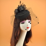 Topi Fascinator Jala Headpiece Jaring Gatsby Vintage Eropa Hiasan Rambut Pengantin Pesta Wanita