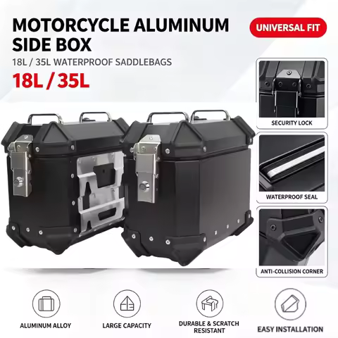 Motorcycle Aluminum Side Box 18L 35L Waterproof Anti-collision Universal Saddlebags Luggage Side Cas