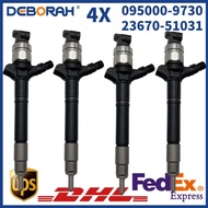 4pcs 23670-51031 095000-9730 095000-9731 Diesel Injector For TOYOTA LANDCRUISER V8 200 SERIES 1VD-FT
