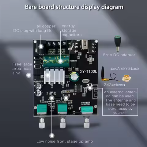 B50B-Bluetooth 5.0 100W+100W Power Subwoofer Amplifier Board 2.1 Channel Class D Home Audio Stereo E