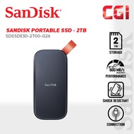 Sandisk 2TB 800MB/s USB 3.2 Portable SSD - Black (SDSSDE30-2T00-G26)