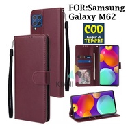 Leather Flip Cover Samsung Galaxy M62 - Wallet Case Kulit - Casing Dompet Case Wallet Leather Flip Case Samsung Galaxy M62 Casing Hp Leather Dompet Kulit FLIP COVER WALLET