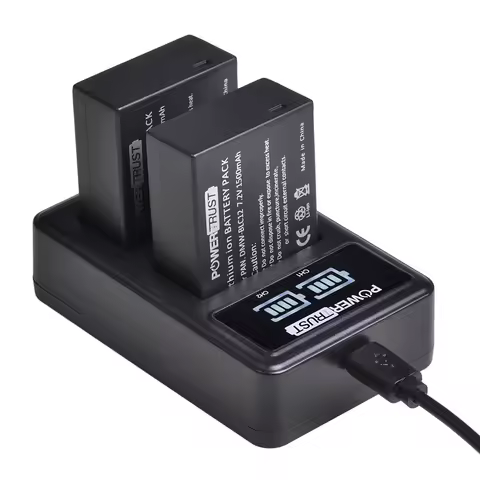 DMW-BLC12 DMW-BLC12E DMW-BLC12PP Battery and LED Charger for Panasonic Lumix DMC-G85 DMC-FZ200 DMC-F