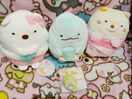 （全圖$150）絕版日本景品角落生物 san-x sumikko gurashi 10cm 16cm 和服浴衣蝸牛毛毛腰恐龍貓蝸牛毛毛腰恐龍中毛公仔+港版企鵝頭飾