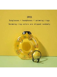 3入組/套太陽眼鏡+耳機+隨機顏色游泳圈鸚鵡人造客服耳機有趣裝飾配件,適用於倉鼠眼鏡攝影道具