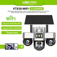 V380 Pro VTS30 Solar IP66 Wireless Outdoor waterproofing Three lens Wifi CCTV Camera Built-in Batter