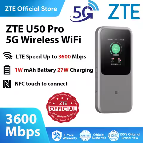 ZTE U50 Pro 5G Portable WiFi 3600Mbps Mobile Hotspot 10000mah Battery 27W Fast Charge WiFi 6 5G Rout