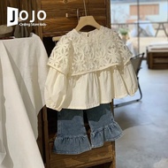 Girls' Fake Two-Piece Hollow Shirt