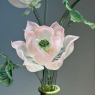[Elegant Pink Lotus] Pure Hand-fired Glass Lotus Pink Lotus Home Entrance Decorations for Buddha Gla