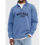 Halfzip premium basic unisex sweater_zipper rucass 1989 blue denim_ casual men's sweater with chest 