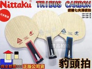 Nittaku Tribus Carbon 桌球拍 乒乓球拍 碳纖 七夾 薄碳拍 穩定 好上手 豹頭拍 日本製 大自在