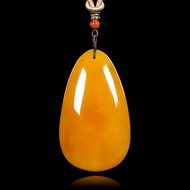 【正佳珠寶】蜜蠟琥珀 蒐藏級 雞油黃蜜糖水滴 37.5g 蜜蠟吊墜