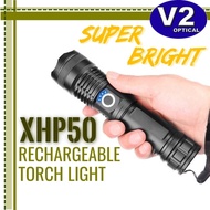 P50 50000 LUMENS High Powerful LED Flashlight USB Rechargeable Torch XHP50 Waterproof Zoomable Super