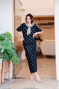 baao Korean Knitted Polka Dots Top and Skirt Set / Terno#2341
