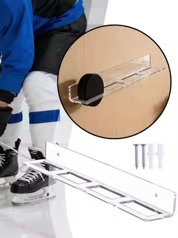 Acrylic hockey puck display rack 4-slot Wall Mount Clear hockey puck Secure Hold Shelf for Players B