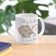 Cute cats peach and goma | Hey Listen I Love You Coffee Mug