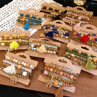 4 strings of bohemian style couple bracelets, pers 4串波西米亚风情侣手串个性创意合金手链流苏世界树饰品闺蜜手链 260408RR