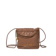 Chanel Brown Quilted Calfskin Mini 22 Bag Gold Hardware, 2023