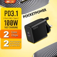 Mione Travel  Changer 100W Charger USB Type C Adapter Fast Charging For iPhone 15 16 Pro Max Android