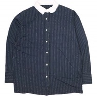 CITYSHOP 2025 春夏 日本製造 SUPIMA 棉 打字機條紋襯衫 (25050042857010) 均碼 藏藍色長袖露臍上衣 [二手] [CITYSHOP]