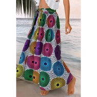 African Ankara Print Maxi Skirt 民族风传统印花度假长裙