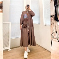 LOLY MIDI DRESS BAJU GAMIS RAYON JUMBO MIDI DRESS MUSLIM BAJU WANITA