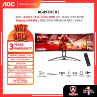 AOC 49" AG493UCX2 5K DUALQHD 165Hz 1ms HDR400 (HDMI DP USB-C) Gaming Monitor