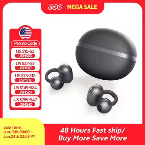 QCY Crossky C50 Open Ear Wireless Earbuds Bluetooth 6.0 Comfort Clip On Sports Earphone 4 Mic AI Cle