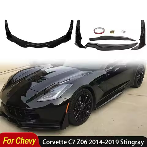 For Chevy Corvette C7 Z06 2014-2019 Stingray Z51 Stage 3 Style Car Front Bumper Lip Side Winglets Sp