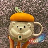 Starbucks Fox Cup 2021 Mid-Autumn Festival Forest Hedgehog Bear Acorn Silicone Cup Lid Ceramic Desktop Mug