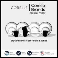 CORELLE 16pc Dinnerware Set - Black & White