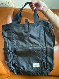 Aigle Compactable Tote Bag  手挽/斜揹/背包多用途尼龍袋 （黑色）