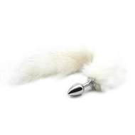MizzZee - SM Blue Fox Metal Tail Anus Plug White Fox Stainless Steel Metal Anus Plug With Crystal Di