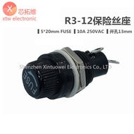 R3-12 Fuse Holder Tube Holder 10A250VAC FUSE 5x20 Rotary Opening 13