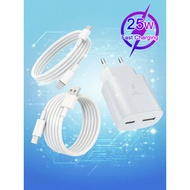 25W Dual-Port Fast Charger, Bundled With USB-A To Type-C And Type-C To Lightning Fast-Charging Cable