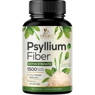 Psyllium Husk Fiber Supplement 1500mg, Natural Daily Soluble & Insoluble Fiber Pills, Psyllium Husk 