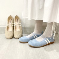 BREVINNI Julia Mary Jane Suede Flats || Casual Flat Shoes Wanita || Korean Mary Jane Flats || Rounde