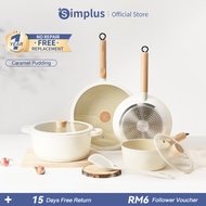 Simplus 7PCS Teflon Non Stick Coating Cookware Sets 24cm Fry Pan/28cm Wok/24cm Soup Pot/18cm Saucepa