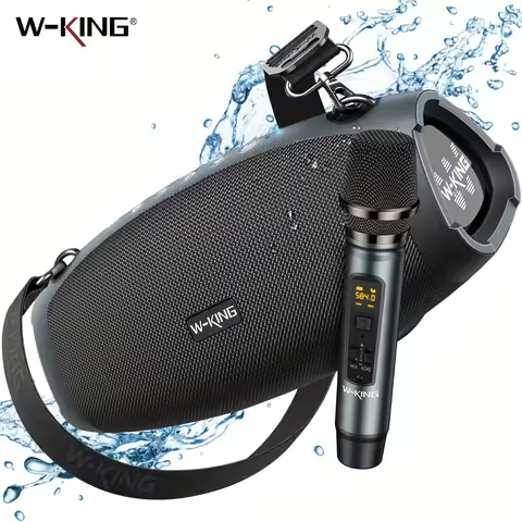 W-KING (120W PEAK)70W Portable Loud Bluetooth Speakers with Wireless Microphone, Waterproof Outdoor 