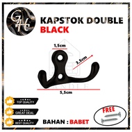 Kapstok Gantungan baju Double Hook Silver Gold Black Gantungan baju Cantolan baju 2 Hook