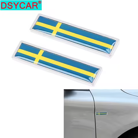 DSYCAR 1Pair Fashion 3D Metal Sweden Flag Car Sticker Decorate Stickers Emblem Badge for Universal C