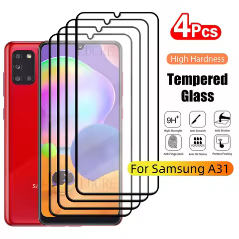 4Pcs For Samsung A31 Glass Samsung Galaxy A31 Tempered Glass 9H Protective Full Cover Glue For Scree