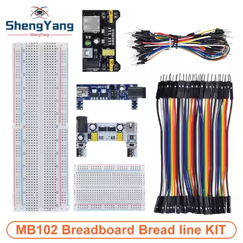 TZT MB-102 MB102 Breadboard 400 830 Point 65 Jumper Wires Solderless Bread Board Test DIY For Arduin