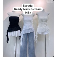 Y2k jellyfish Black Cream Tube Top