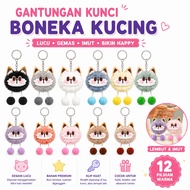 GANTUNGAN Cute Fur Cat Doll Keychain Bag Cat Bag Decorative Keychain Accessories