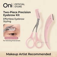 Oni Professional Eyebrow Scissors & Razor Set - 2pcs Precise Brow Trimming & Shaping Tools Comb Faci