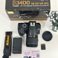 กล้องมือสองถูก Nikon D3400+18-55 VR Kit แถมเม็มพร้อมใช้งาน