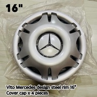 4 pieces Vito Mercedes design steel rim 16” cover cap x 4 pieces