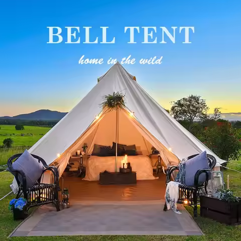 Waterproof Cotton Canvas Bell Yurt Tent 4 Season Family Glamping Resort Hotel Outdoor Campsite 3M 4M